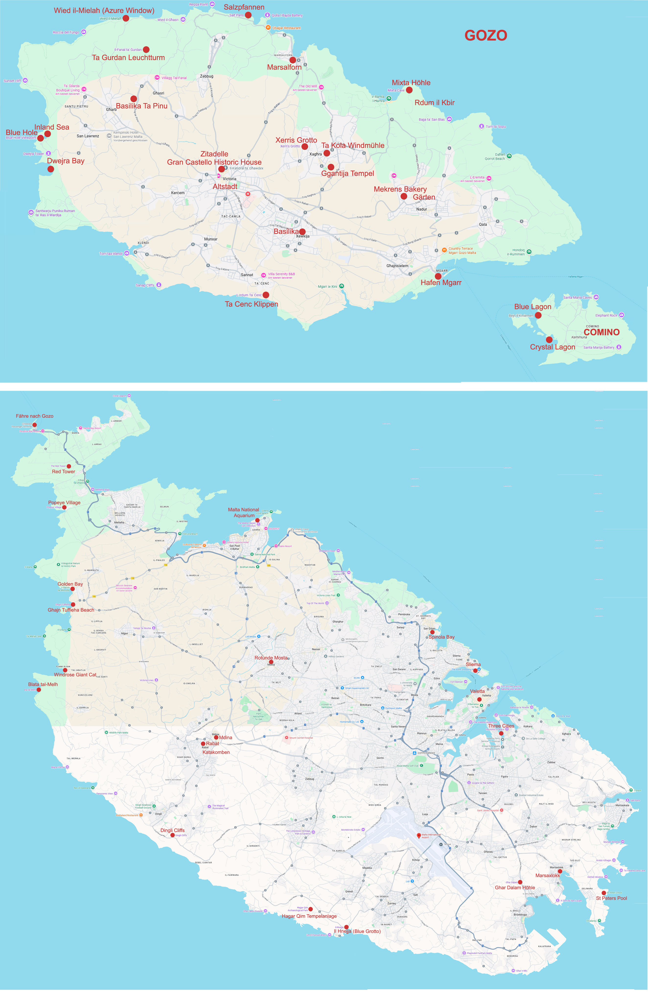 Route Malta und Gozo