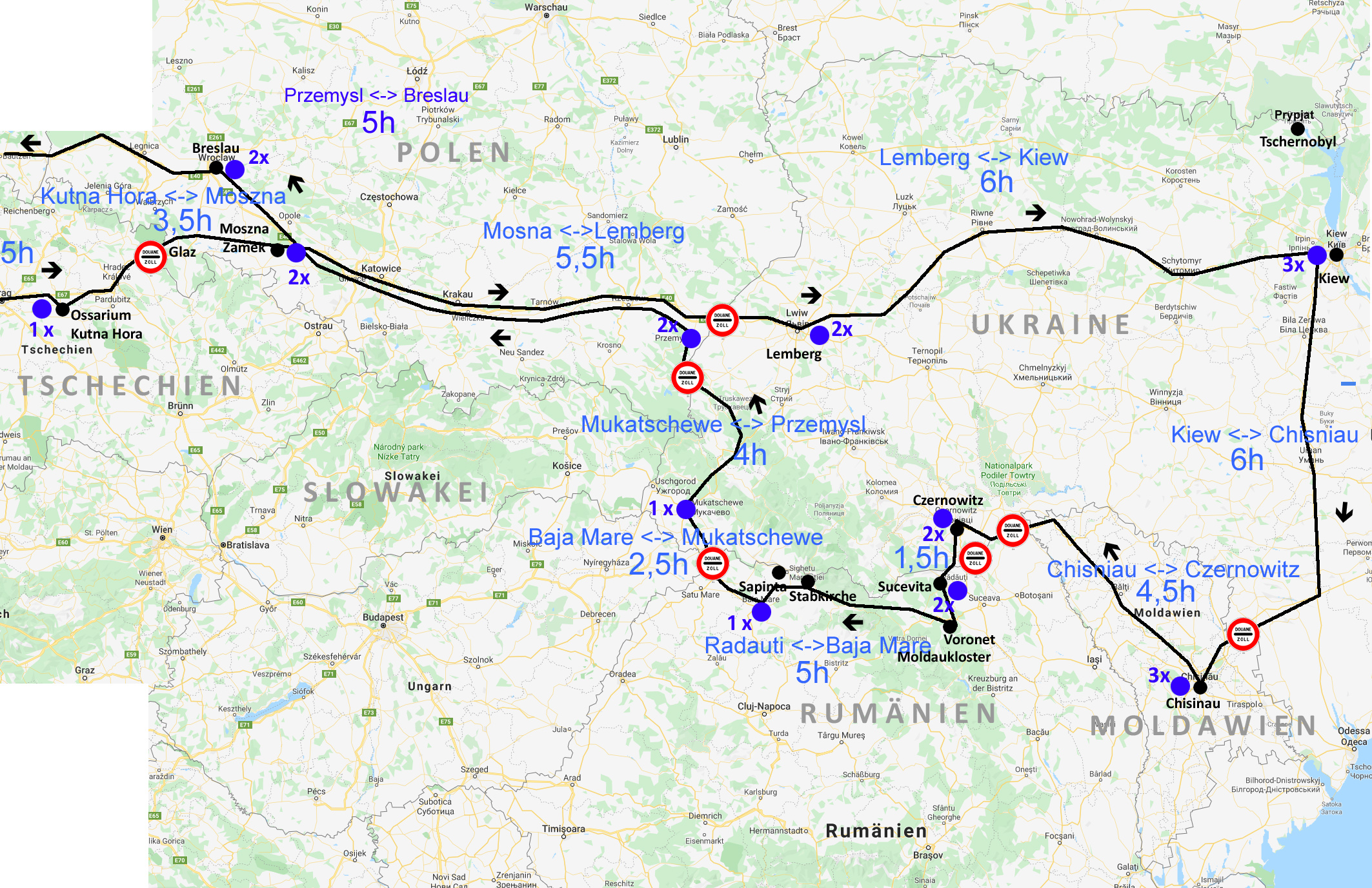 Geplante Route